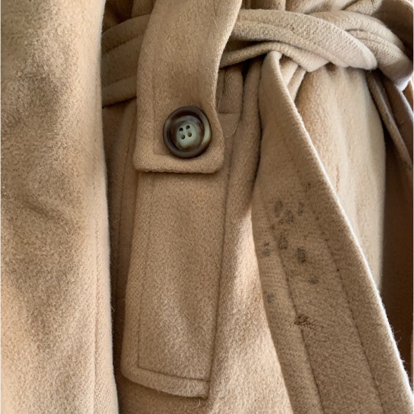 Vintage Wool Coat Fur Collar Belted Jacket Fur Collar Size S - Picture 6 of 13